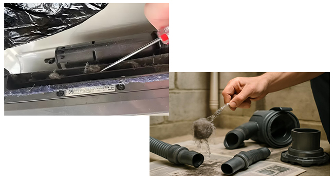 گرفتگی شلنگ یا غلتک برس جاروبرقی